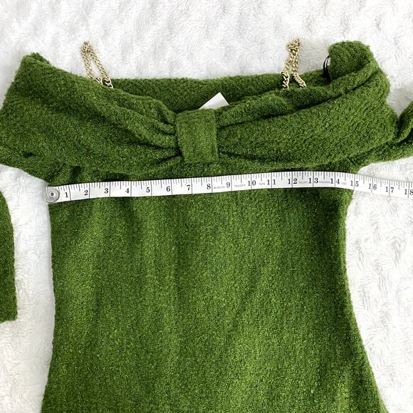 NEW Zara Blogger Favorite Moss Green Structured Chain Straps Bow Mini Dress L - Picture 10 of 12